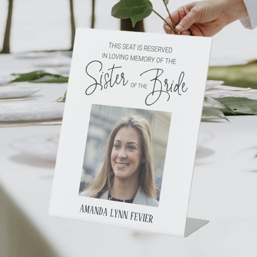 Signe De Table Soeur de la mariée Mémorial Photo Mariage réservé