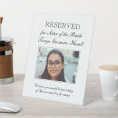 Signe De Table Soeur de la mariée Photo Mémorial Siège Mariage Pe (In SItu)