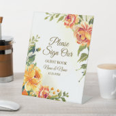 Signe De Table Soirée de mariage Orange Jaune Rouge Floral Vert (In SItu)