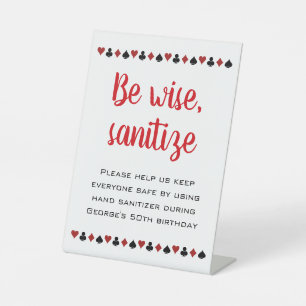 Signe De Table Sois sage Sanitize Casino Thématique Anniversaire