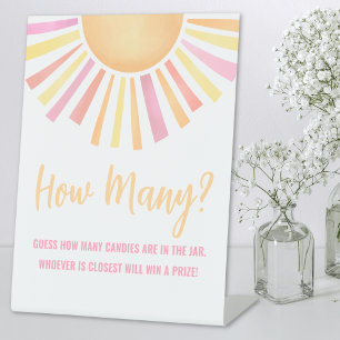 Signe De Table Soleil Devinez Combien de Bébé Rose Fête Prénatale