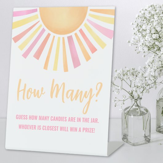Signe De Table Soleil Devinez Combien de Bébé Rose Fête Prénatale