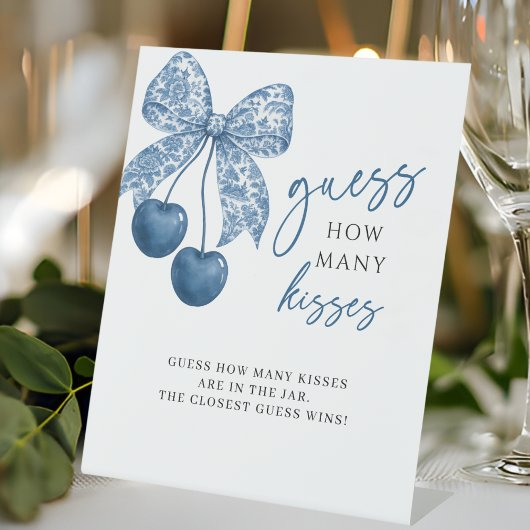 Signe De Table Something Blue Guess How Many Kisses Bridal Shower