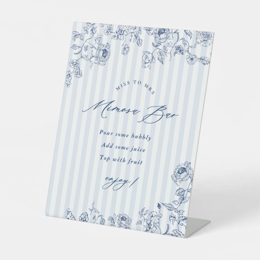 Signe De Table Something Blue Mimosa Bar Acrylic Pedestal Sign (Recto)