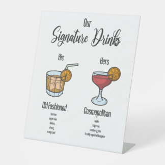 Signe De Table Son et sa signature Cocktail menu boisson