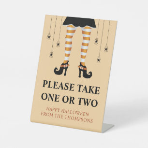 Signe De Table Sorcière Orange Jambes Halloween Note pour les enf