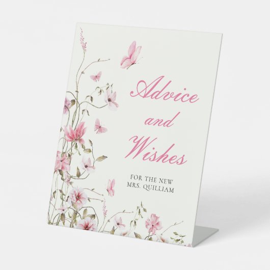 Signe De Table Souhaits de conseils de Shower de mariage papillon (Recto)