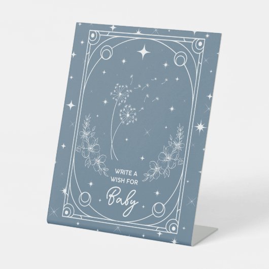 Signe De Table Souhaits Pour Bébé Baby shower Tarot Bleu (Recto)