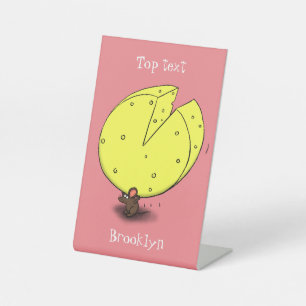 Signe De Table Souris mignonne avec dessin animé au fromage