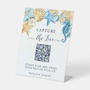Signe De Table Sous la mer Capture l'amour QR Code Mariage