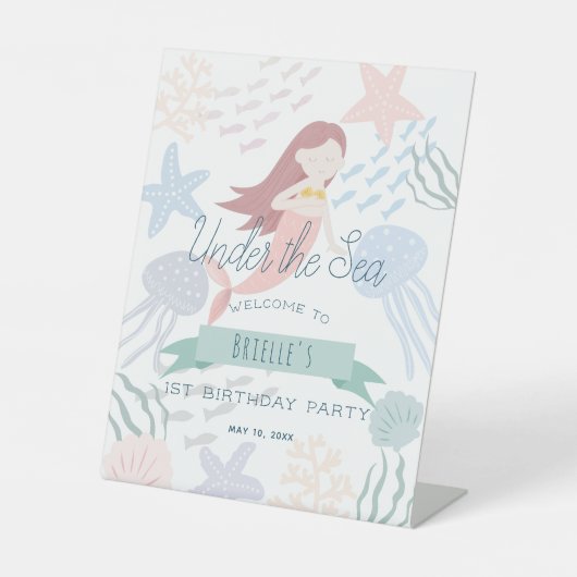 Signe De Table Sous la mer Sirène blanc Anniversaire (Recto)