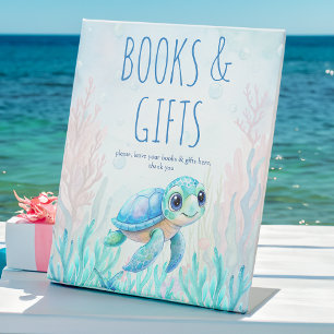 Signe De Table Sous la tortue de mer aqua bleu table cadeaux bébé