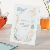 Signe De Table Sous le Baby shower d'aquarelle de mer Déchets (In SItu)