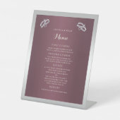 Signe De Table Sparkly Argent Anneaux & Burgandy Menu Mariage (Recto)
