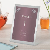 Signe De Table Sparkly Argent Anneaux & Burgandy Numéro de table (In SItu)