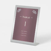 Signe De Table Sparkly Argent Anneaux & Burgandy Numéro de table (Recto)