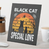 Signe De Table Spécial Chat Noir Halloween Amour Design Gothique (In SItu)