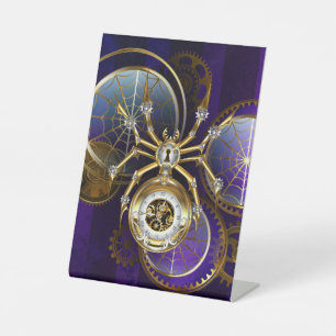 Signe De Table Spider Steampunk sur Arrière - plan pourpre