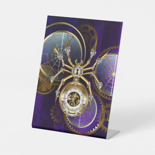 Signe De Table Spider Steampunk sur Arrière - plan pourpre (Recto)