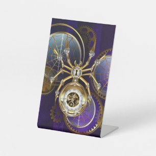 Signe De Table Spider Steampunk sur Arrière - plan pourpre