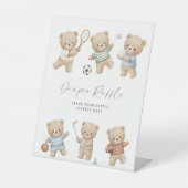 Signe De Table Sports bear baby shower diaper raffle sign (Recto)