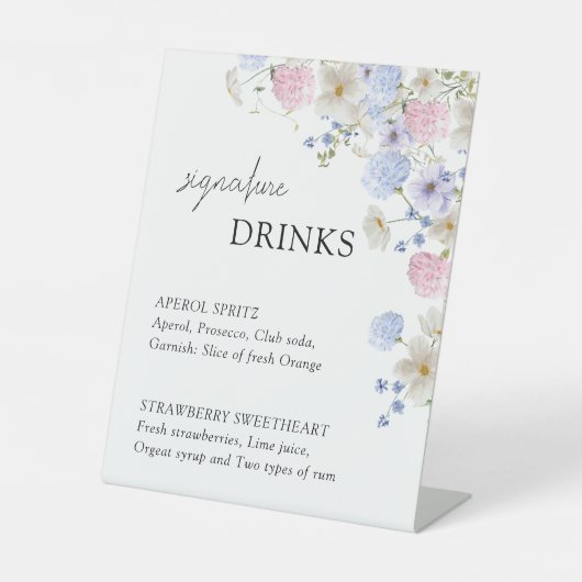 Signe De Table Spring Purple Pink Wildflowers Wedding Bar Menu (Recto)