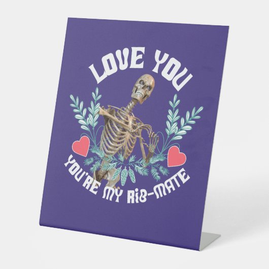 Signe De Table Squelette Drôle Saint Valentin Côtes Mate Humour G (Recto)