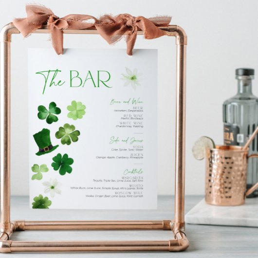 Signe De Table St. Patrick's Day Bridal Bar Menu Cocktail Drinks