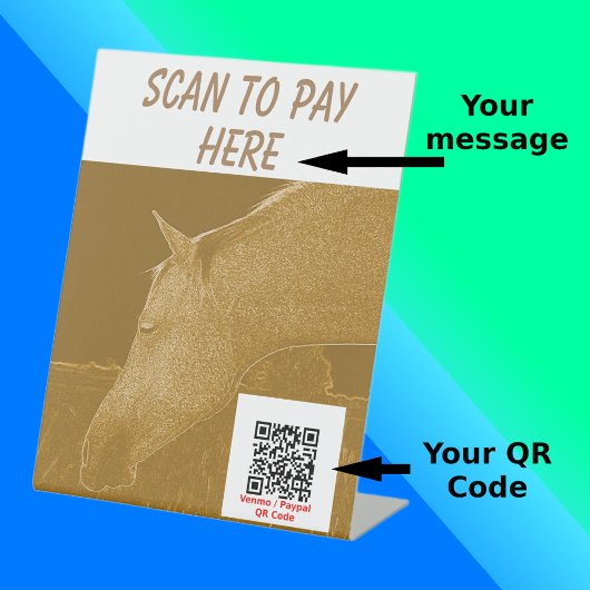 Signe De Table Stall Scan2Pay Golden Brown Horse
