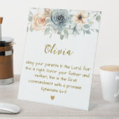 Signe De Table Stand Plaque with Bible Verse Ephesians 6:1-3  (In SItu)