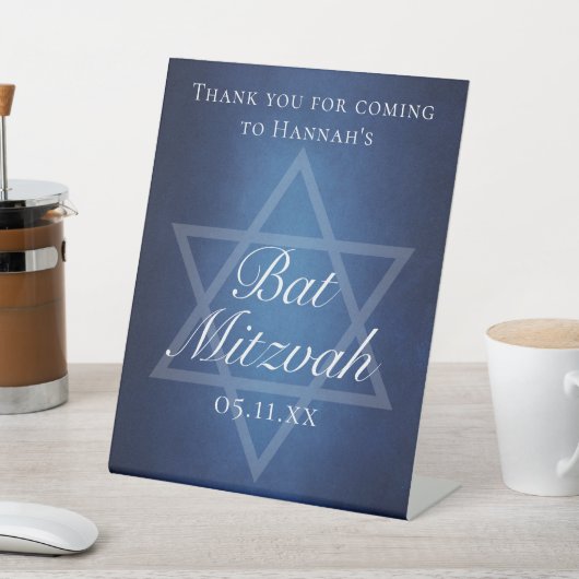 Signe De Table Star bleue moderne de David Fête Bat mitzvah offic (In SItu)