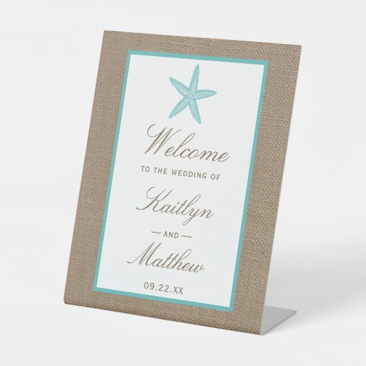 Signe De Table Starfish Turquoise Burlap Beach Wedding Collection (Recto)