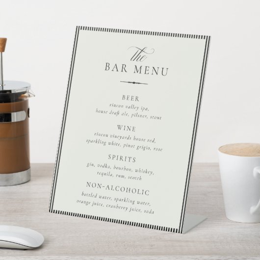 Signe De Table STATELY Wedding Bar Menu (In SItu)