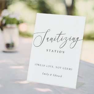 Signe De Table Station de désinfection de mariage élégant pour la
