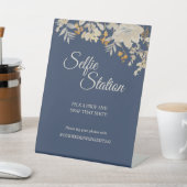 Signe De Table Station de Mariage Selfie Boho en bleu Dusty Autom (In SItu)