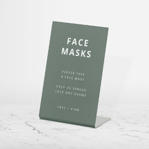 Signe De Table Station de masques faciaux Covid Green Scandi Ma