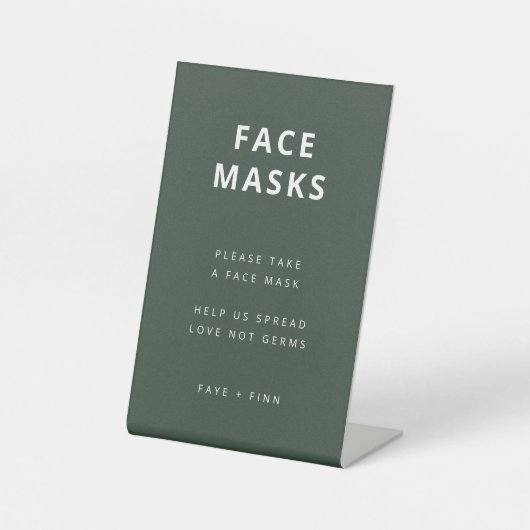 Signe De Table Station de masques faciaux | Covid Green Scandi Ma (Recto)