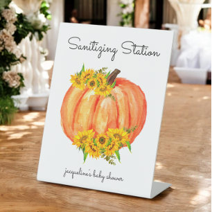 Signe De Table Station de nettoyage citrouille Orange Blanc