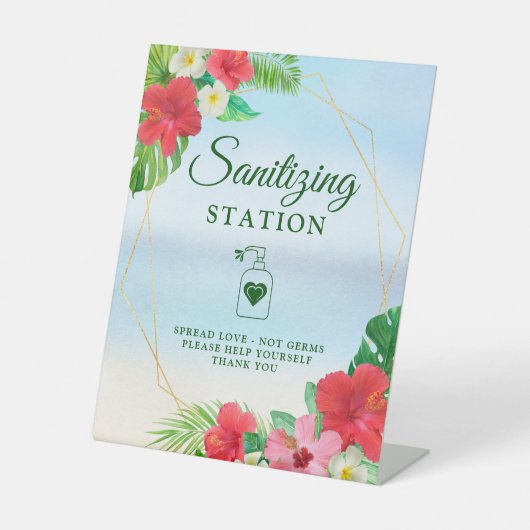 Signe De Table Station de nettoyage Tropical Floral Or géométriqu (Recto)