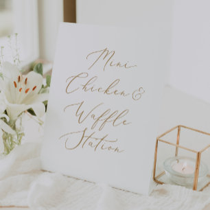Signe De Table Station de poulet et gaufre Delicate Gold Mini