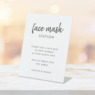 Signe De Table Station Face Mask   Covid-19 Mode Script Wedding