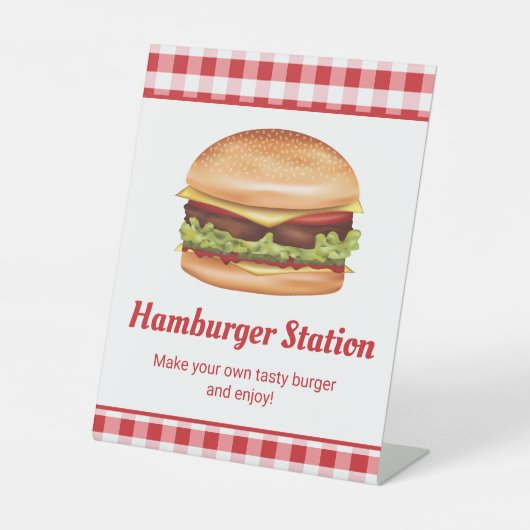 Signe De Table Station Hamburger Bar à Burger Faites Votre Propre (Recto)