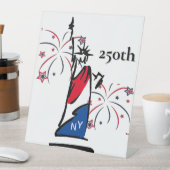 Signe De Table Statue de la Liberté avec feu d'artifice 250e Indé (In SItu)