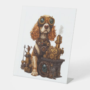 Signe De Table Steampunk Spaniel - Inventeur de chien victorien
