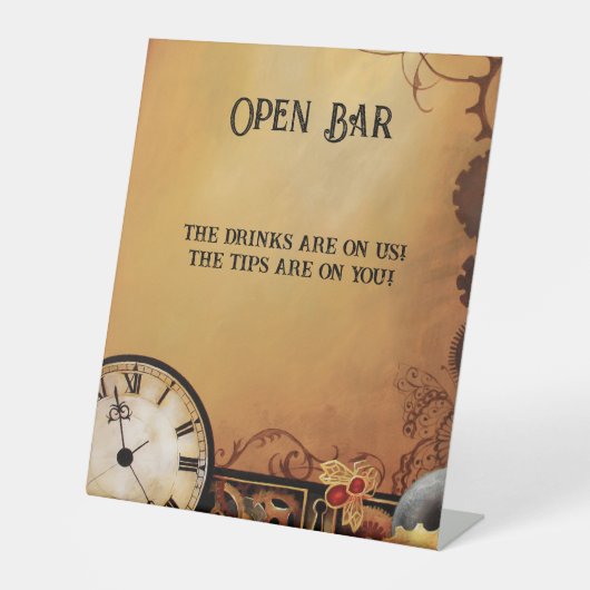 Signe De Table Steampunk Victorian Elegance Mariage Open Bar (Recto)