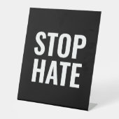Signe De Table Stop Hate noir blanc moderne simple (Recto)