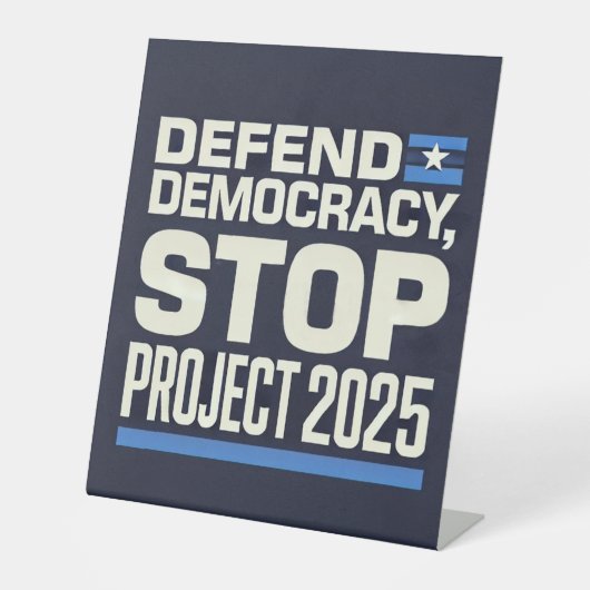 Signe De Table Stop Project 2025 - Défendre la démocratie - Vote  (Recto)