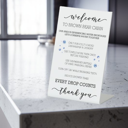 Signe De Table STR Conservation de l'eau Location de courte durée