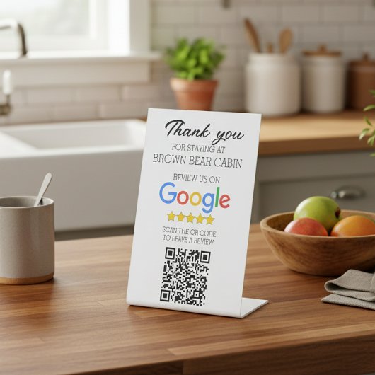 Signe De Table STR Google Review scan QR Code à court terme