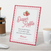 Signe De Table Strawberry Pink Gingham Themed Diaper Raffle Game (In SItu)